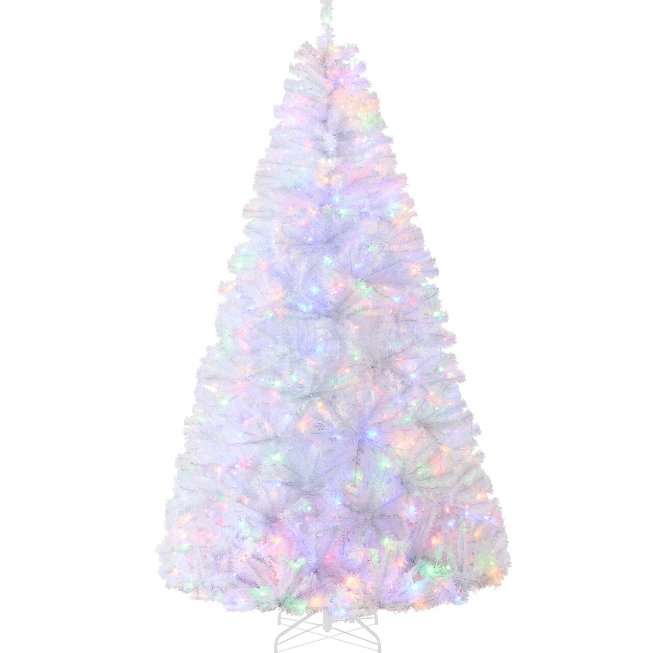 Best Choice Products Pre-Lit Premium Hinged White Artificial Christmas Pine Tree w/ Lights, Stand, PVC Branch Tips